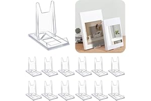 12 Pack Acrylic Book Stand for Display, Adjustable Clear Display Holder Easel, Collector Stand for Home Office, Comic Album C