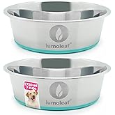 Lumoleaf Stainless Steel Dog Bowls (2 Pack 1750ml), Large Food and Water Bowl with Extra Large Capacity, Non-Slip Silicone Ba