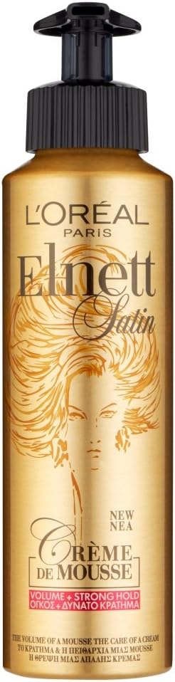 L'Oréal Elnett Crème De Mousse Volume Strong Hold, 200ml, White, 200 ml (Pack of 1)