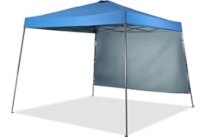 GDY 8X10 FT Pop Up Canopy Outdoor Instant Tent Slant Legs with a Sidewall,Equipment Vents, Portable Gazebo Shelter for Patio, Deck, Beach and Garden,Sky Blue.