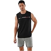 VIPWOLF Men's Letter Graphic Workout Tank Tops Crew Neck Sleeveless Top Summer Cut Off T Shirt
