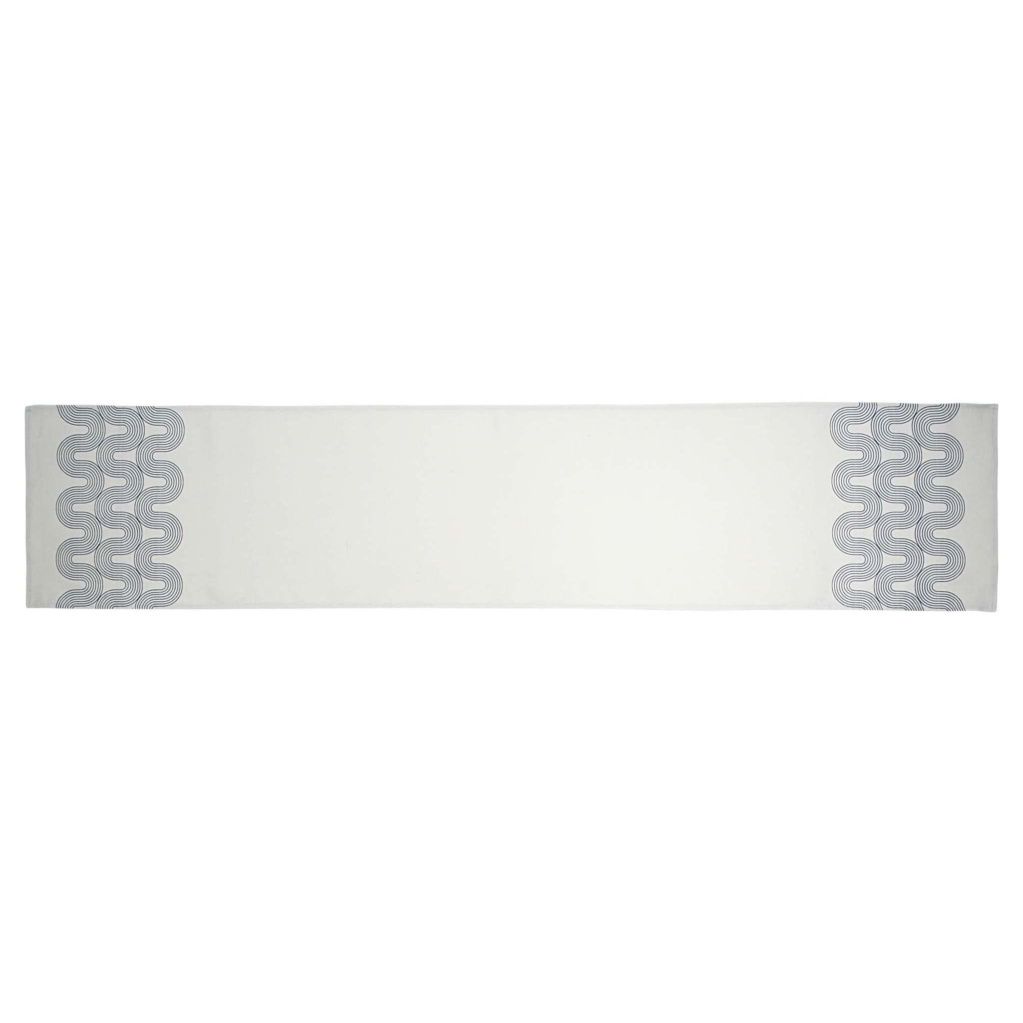 Ulster Weavers Causeway Geo Linen Table Runner, Small - Made from 100% Linen - With Navy Geometric, Contemporary Design - Kitchen and Dining Gifts - Homeware & Kitchenware Range