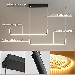 Chandelier, 2-Light Modern Ceiling U-Shaped Pendant