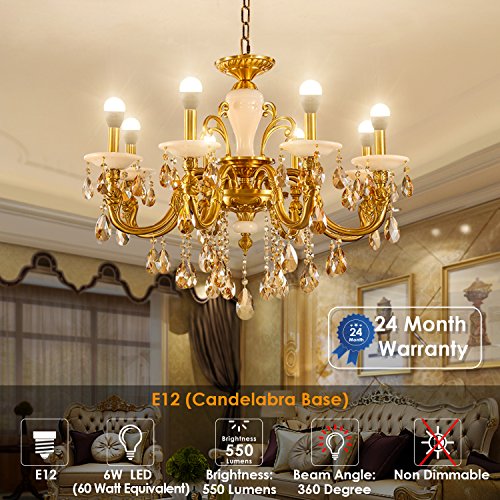 image for Albrillo E12 LED Light Bulbs, 60 Watt Candelabra Bulbs Equivalent, War