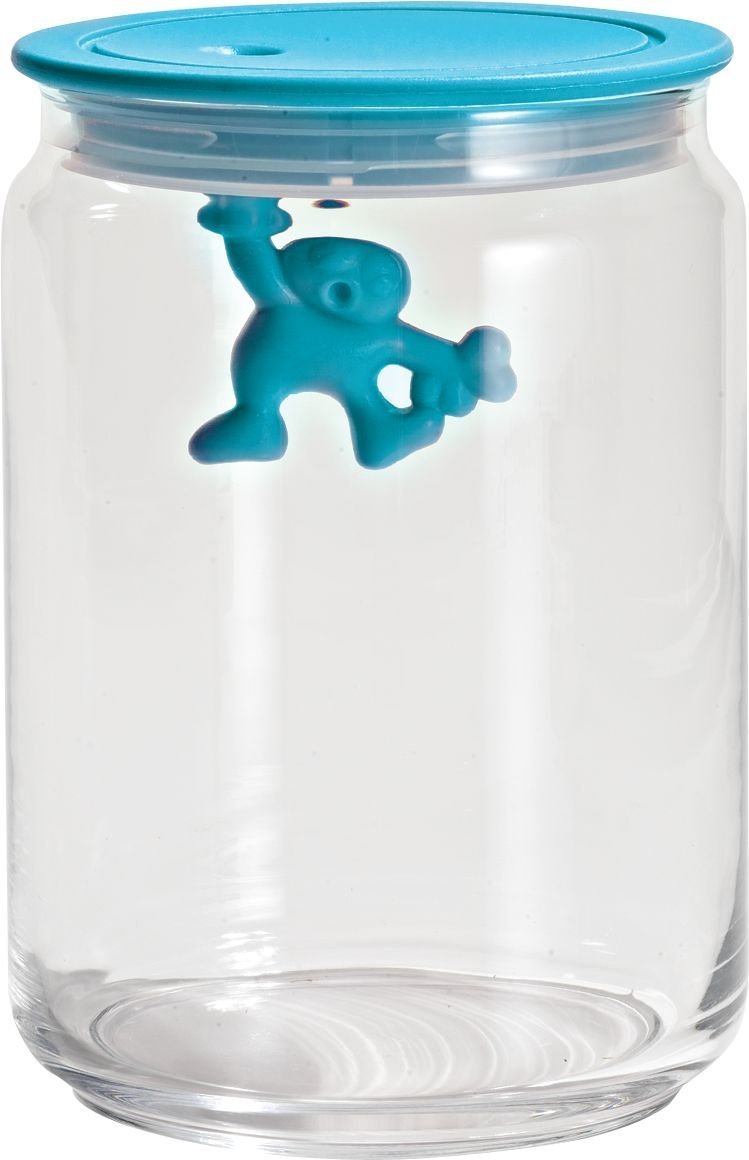 A di Alessi Gianni Glass Jar, Blue Lid, 90 cl, (AMDR05 AZ) — image 1
