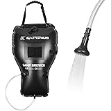 Extremus Rainbow Falls Camping Shower, 6.6 Gallons/25L Camp Shower Bag, Solar Heating Black PVC Bladder, Built in Thermometer