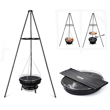 Conral Tripod Grilling Set With Fire Pit Cooking Grill Grate