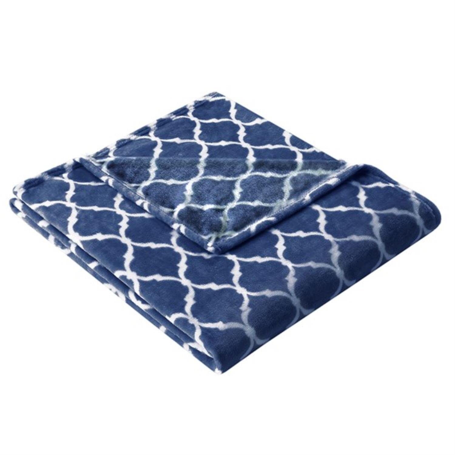 Photo 1 of Madison Park Ogee Lightweight Throw Blanket Premium Microlight Design Spread, Oversize, Ultra Soft, Cozy Living Room Couch, Sofa, Bed, 60"x70" Indigo Plush Throw