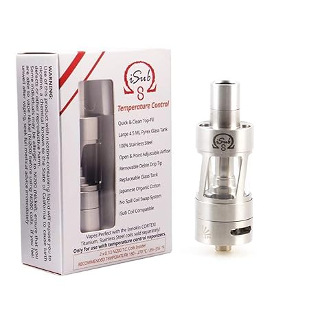 Innokin - iSub-S - Verdampfer mit 4,5 ml Fassungsvermögen - 510 - iSub-kompatibler Tank mit oberer Füllung - einstellbarer Lu