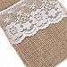 vLoveLife 8.5'' x 4'' Natural Hessian Burlap Cutlery Holder Pouch Bag with Lace Rose Flower Wedding Tableware Bags Favor - Pack Of 10
