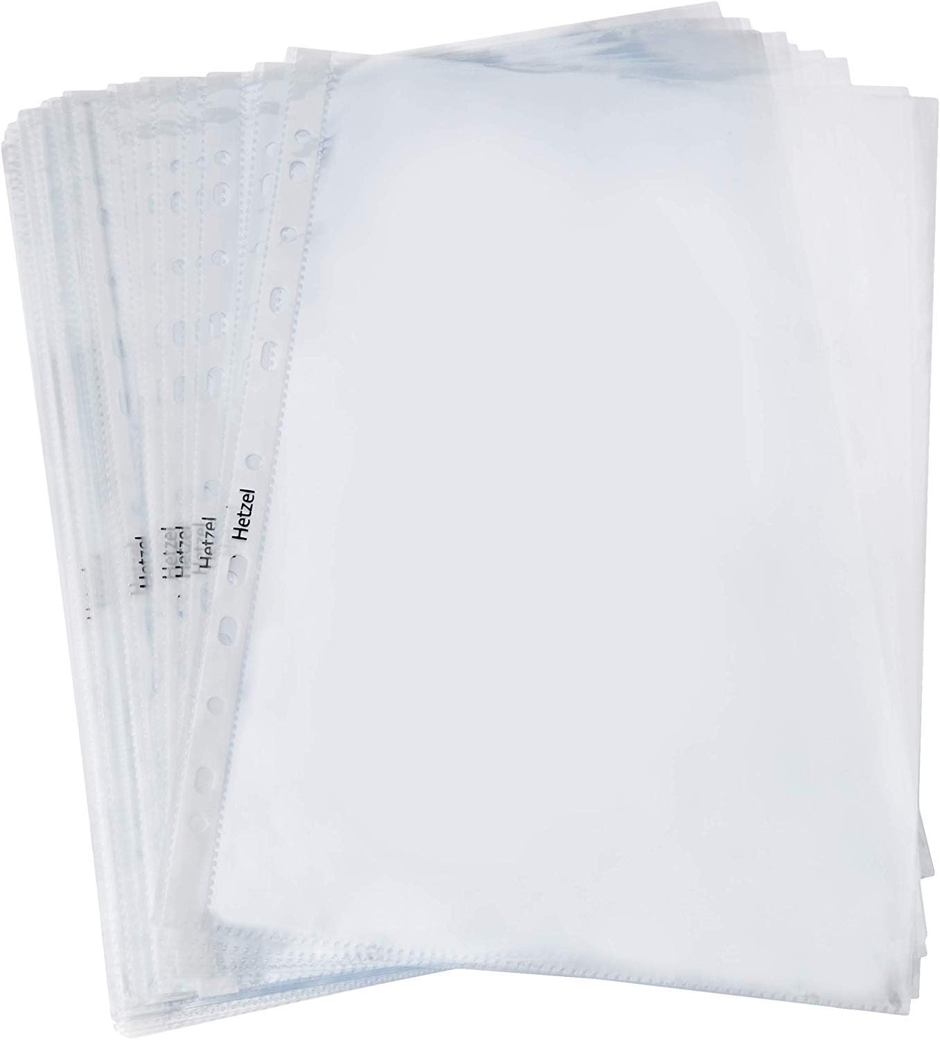 Acco Hetzel 2102392 A4 Punched Document Pockets Crystal Clear | Extra Strong | Sleeve | Wallets | Open at the Top | Pack of 100
