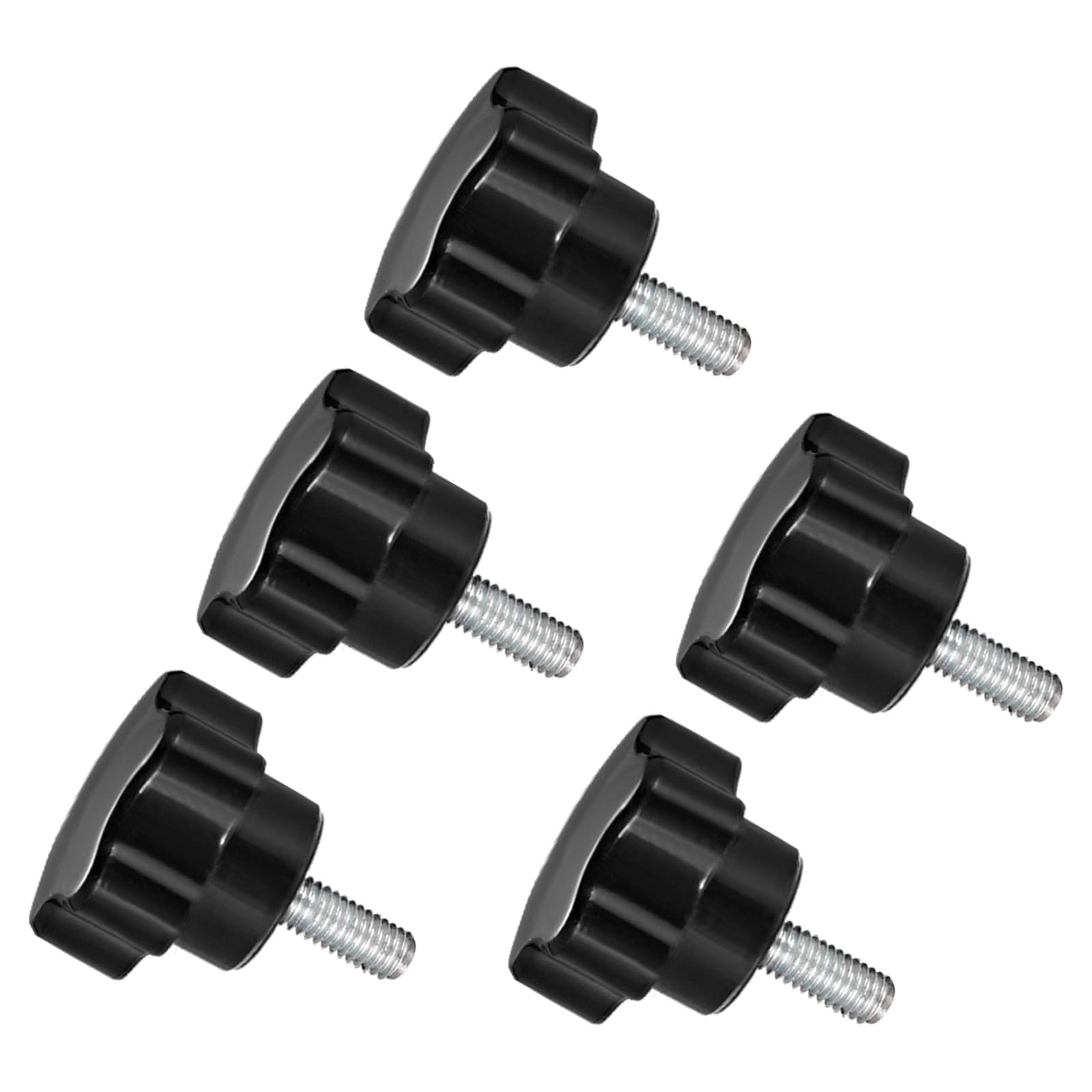 CoCud Star Clamping Knobs, M6 x 10mm Male Thread 24mm Head, Plastic Thumb Screw Grip Hand Knobs Threaded Bolt Black - (Applications: for Lathe Machinery), 5-Pieces