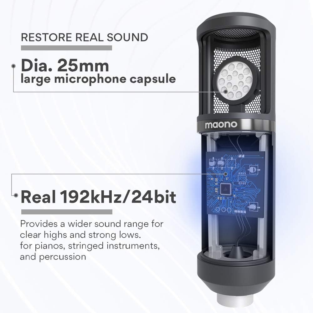 USB Microphone 25mm Large Diaphragm MAONO AU-PM430 Condenser PC Cardioid Mic with Professional Sound Chipset for Studio/Home Recording, Podcast, Gaming, Streaming, YouTube, Chatting: Computers & Accessories