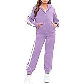 Arshiner Girls 2 Piece Outfits Sweatsuits Zip Up Hoodie Sweatshirt and Sweatpant Athletic Tracksuit Jogger Set
