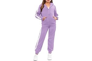 Arshiner Girls 2 Piece Outfits Sweatsuits Zip Up Hoodie Sweatshirt and Sweatpant Athletic Tracksuit Jogger Set