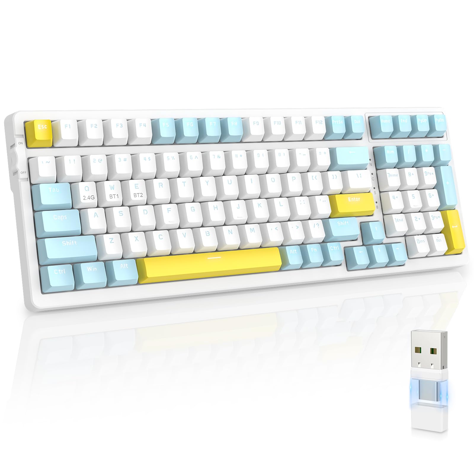 MAGIC-REFINER RK96 Wireless Mechanical Keyboard, Apex Pro TKL Gaming Keyboard, 2.4Ghz/Bluetooth 5.0 Dual Mode 2-in-1 Receiver 100 Key Hot Swappable MX Keyboard Linear Red Switch for PC/MAC/Tablet