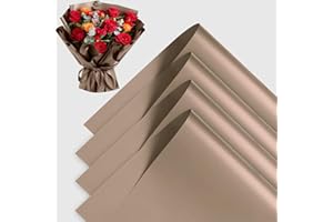 Buperor 20 Sheets Flower Bouquet Wrapping Paper, 22.5 x 22.5 inch Folding Package Floral Wrapping Paper for Wedding Birthday Valentine's Day Gift DIY Bouquets Milk Tea Brown