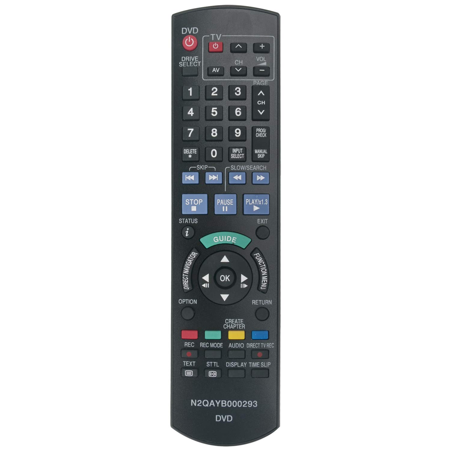N2QAYB000293 Replace Remote Control - VINABTY N2QAYB000293 Remote Control Replacement for Panasonic DMR-XW400 DMR-XW390 DMR-XW390GLK DMR-EX768EB DMR-XW400EF DVD Recorder Remote Controller