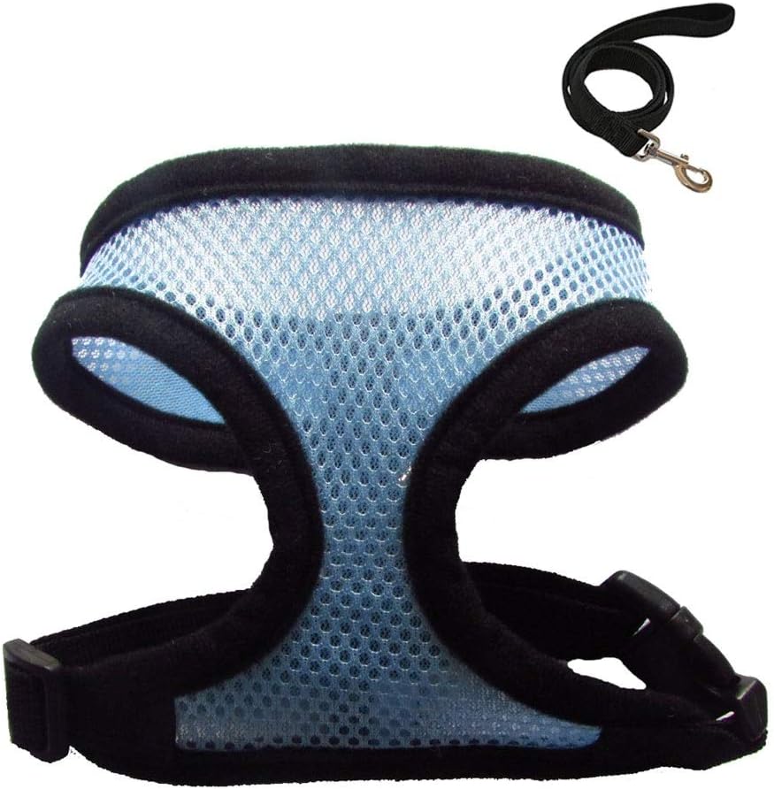 Pet Club No Pull Dog/Cat Harness and Leash Set for Walking, Padded Dog Vest Harnesses for Puppy Small Dogs/Cats, Cat Dog Training Collar Pink,XS,S (S - Neck 10" Chest 12-16.5", Blue)