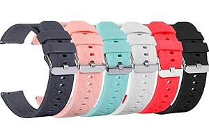 Turnwin 18mm 20mm 22mm Width Silicone Quick Release Wristband Replacement Sports Straps Bracelet Watch Band Women Men Strap with Quick Release Pins for Smartwatch