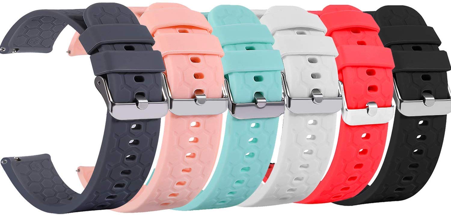 Photo 1 of 18mm 20mm 22mm Width Silicone Quick Release Wristband Replacement Sports Straps Bracelet Watch Band Women Men Strap with Quick Release Pins for Smartwatch (Width:18mm, Six Colors)
