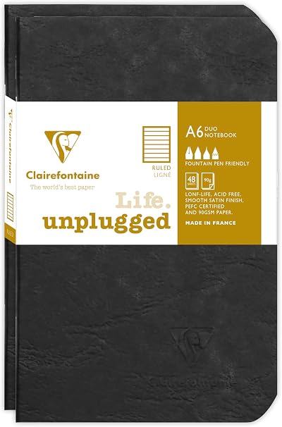 Clairefontaine 734171C Age Bag Set of 2 Black Notebooks 9x14 cm