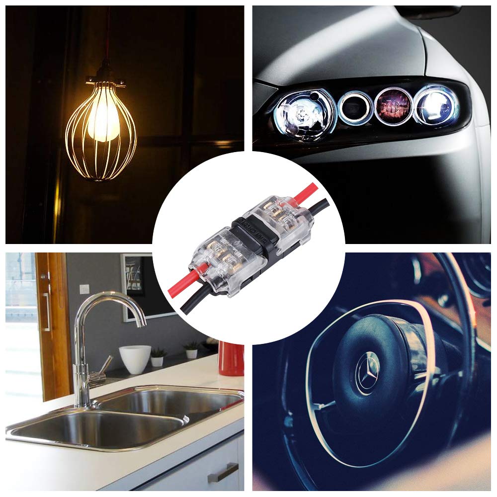 MUYI - 12 Pack Wire Connector 2 Pin I Tap Crimp Style Low Voltage Solderless Connector for 20/22/24 AWG Cable