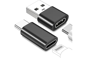 NZGEY for Lightning to USB C Adapter & USB A to USB C Adapter, 27W Fast Charging&Transfer Data,Converter to USB C for iPhone 15/14/13,for iPad Pro Air,for AirPods,Samsung S23,Pixel,Car (2 Pack,Black)