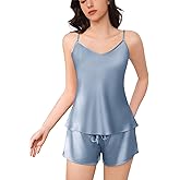 THXSILK Silk Women's Pajama Set 2 Pack 6A+ Grade 100% Mulberry Silk Nightgown Soft Luxury V Neck Cami Shorts Sets Sleepwear
