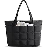 BAGSMART Expandable Tote Bag for Women, Puffer Work Tote Handbag, Quilted Carry On Bag for Travel Gym