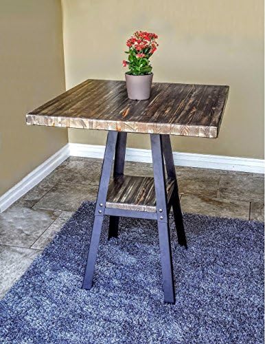 Industrial Counter Height Table - Industrial Reclaimed Wood w/ Lower Shelf