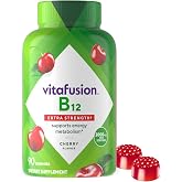 Vitafusion Vitamin B12 Gummies | 3000 mcg Per 2 Gummies | 90 Gummy Vitamins | Extra Strength for Adult Women &amp; Men Energy | Yummy Cherry Flavor | Gluten and Dairy Free Supplement