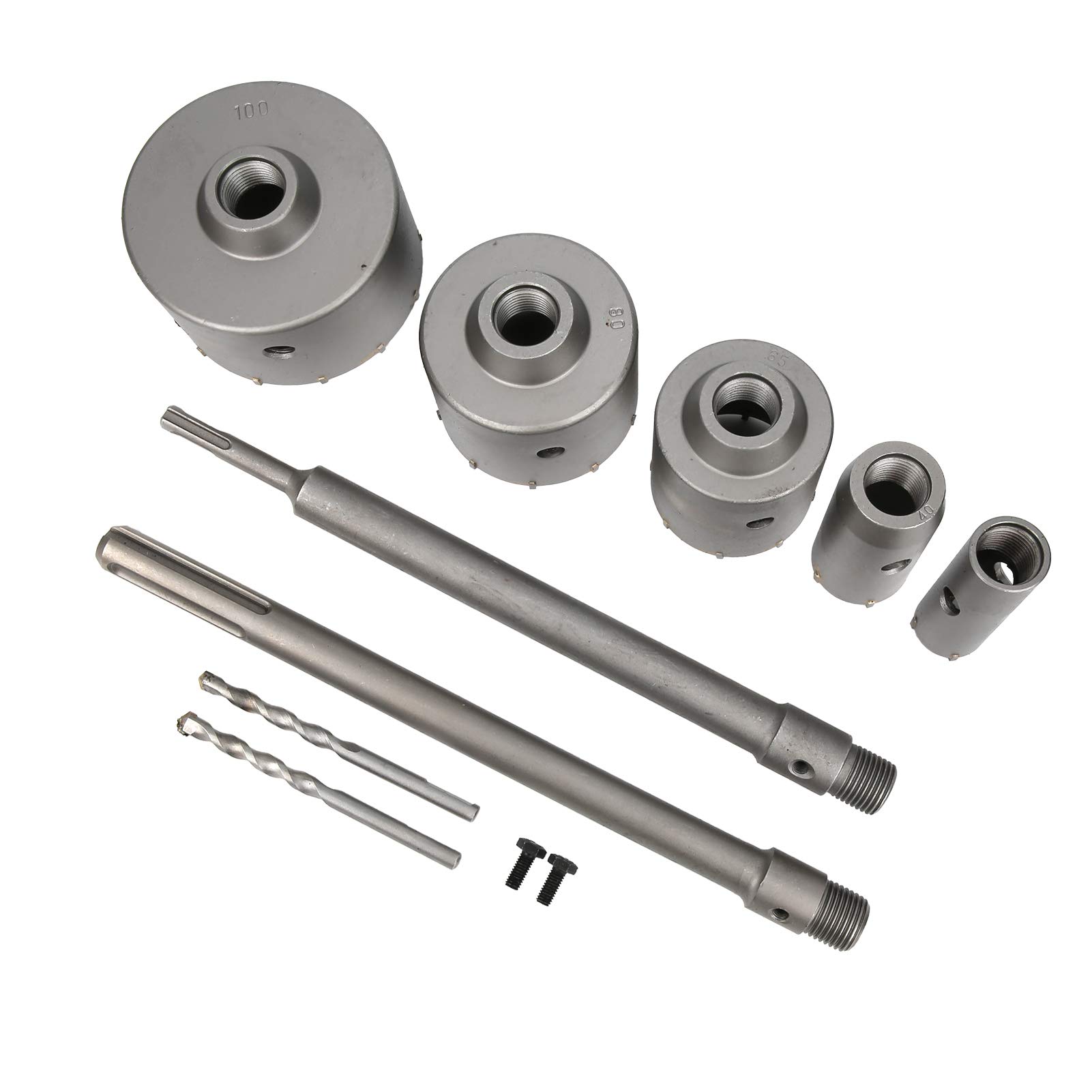 Drill Bit Set, 9Pcs/Set Wall Hole Saw, Concrete Cement Hole Saw Sets, Carbon Steel Hole Drill with Shank for Brick Concrete Cement Stone, Concrete Hole Drill with Storage Case