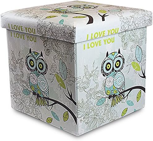 Stuff and Sit Storage Ottoman For Kids Toys Stuffed Animal By Rland Folding Storage Ottoman Large size 15x15x14 (Owl white)