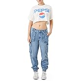 Forever 21 Womens Stretch-Denim Cargo Joggers