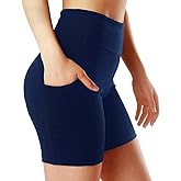 ChinFun Yoga Shorts for Women High Waist Tummy Control 4 Way Stretch Workout Running Shorts Side Pockets