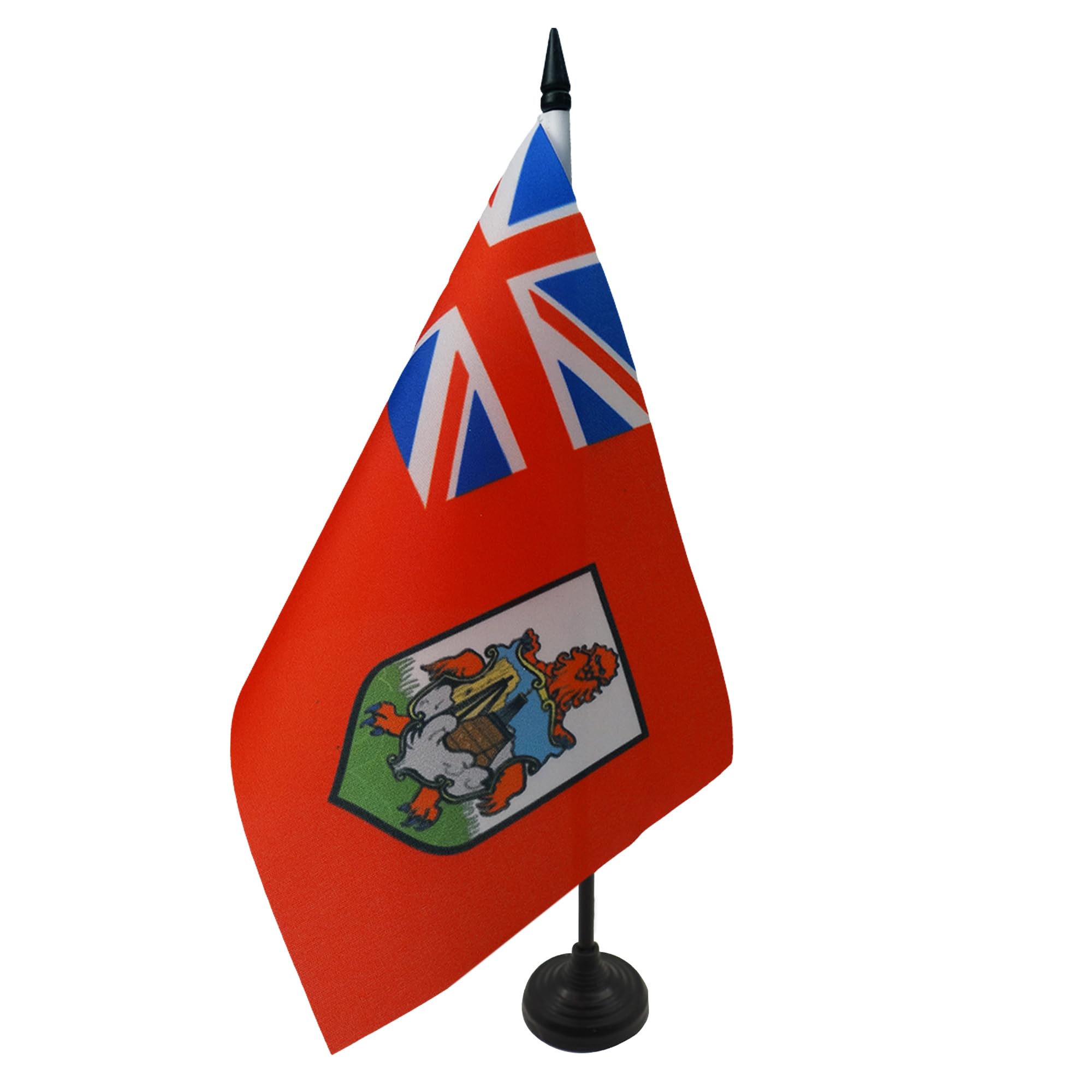 AZ FLAG Bermuda Table Flag 5'' x 8'' - Bermudian Office Decoration 100% Polyester 21 x 14 cm - Mini Desk Flag with Pole and Black Plastic Base