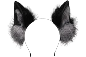 BNLIDES Handmade Fur Fox Wolf Cat Ears Headwear Women Men Cosplay Costume Party Cute Head Accessories for Halloween
