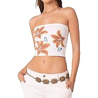 ZZEVOLSS Women's Y2k Strapless Tube Top Lace Backless Bandeau Crop