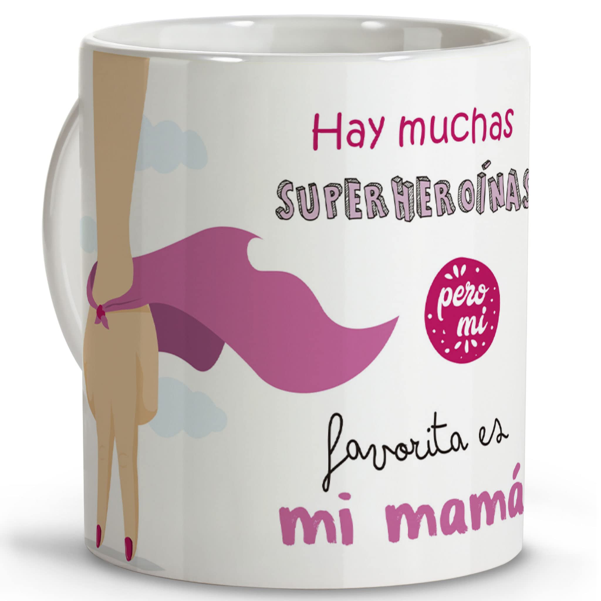 LolaPix Mom Mug. Original Breakfast Mugs. Ceramic Mug 330 ml. Gifts with Phrases. Gifts for Mothers. Mother's Day. Super Mom Mug