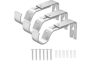 IFELS Heavy Duty Adjustable Curtain Rod Brackets, Curtain Rod Wall Bracket Hooks for 1 or 7/8 Inch Curtain Rod (Silver, Set of 3)