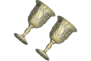 2pcs Vintage Wine Glasses, Exquisite Chrysanthemum Pattern Retro Court Style Metal Goblet with Smooth Polished, for Bar Drink