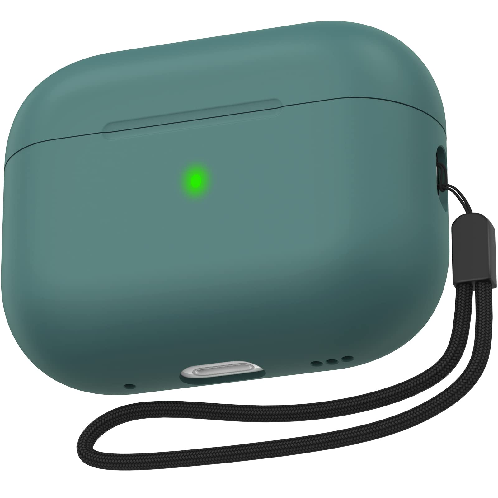 NIUTRENDZ Airpods Pro 2 Case 2022 Silicone Protective Case Cover with Lanyard & Carabiner [Front LED Visible & Wireless Charging] Compatible with Apple AirPods Pro 2nd Generation (Pine Green) — image 1
