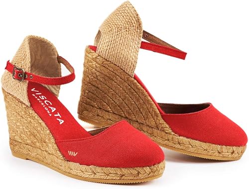 red espadrilles wedges uk