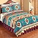 Collections Etc Southwest Cheyenne Aztec Native American Turquoise Fleece Lightweight Coverlet, Antique Brown, Full/Queen
