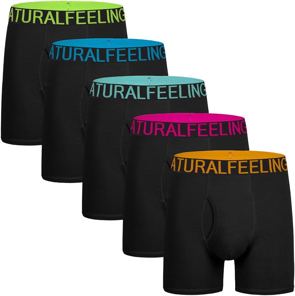 Boxer Briefs Mens Underwear Men Pack of 5 Soft Cotton Open Fly Underwear