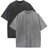 Botong Vintage Mens Oversized T Shirts Heavyweight Cotton T Shirts Casual Loose Workout Tee for Men Solid Basic Tee Tops