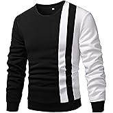 GORGLITTER Men's Casual Crewneck Sweatshirt Color Block Fleece Pullover Sweatshirt
