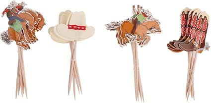 Amazon Com Imagitek 48 Pack Western Cowboy Cupcake Toppers Picks