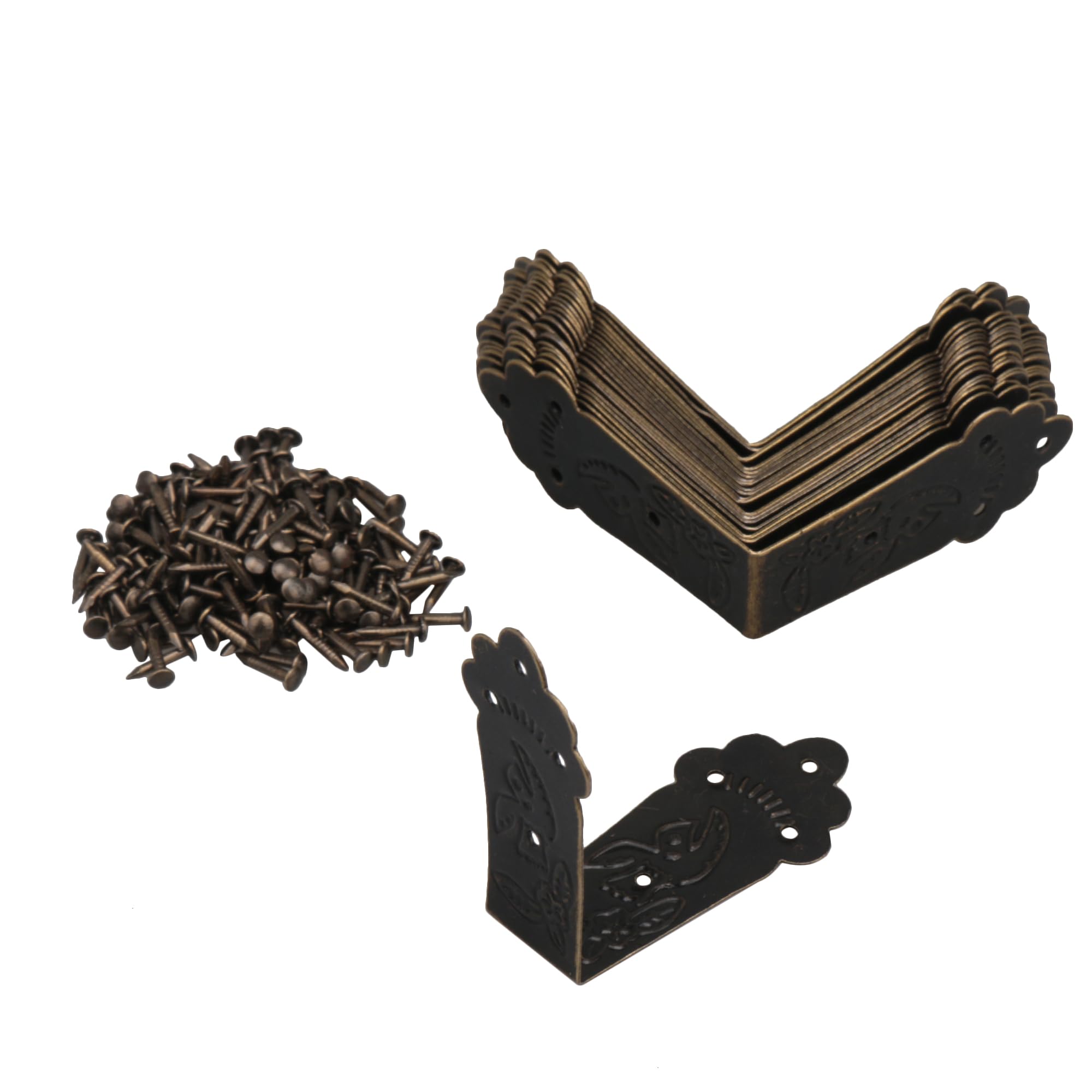 20pcs Metal Box Corner Edge Safety Guard Decorative Bronze Tone (85mm x 19.5mm)